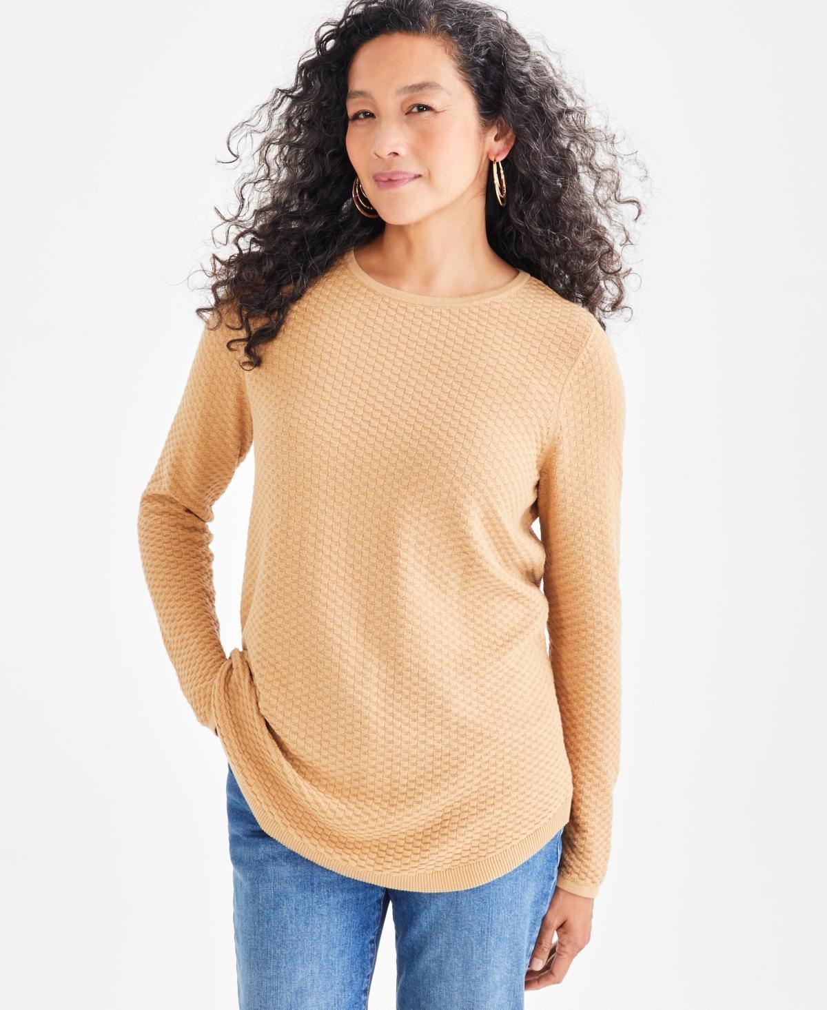 Style & Co Womens Cotton Curved-Hem Stitch Sweater, Created for Macys Product Image