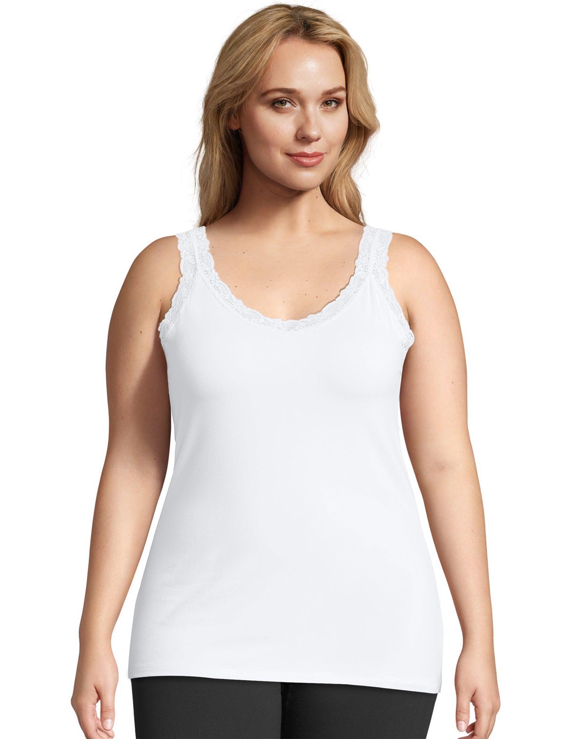 Plus Size Just My Size Jersey Lace Trim Tank Top, Womens Product Image