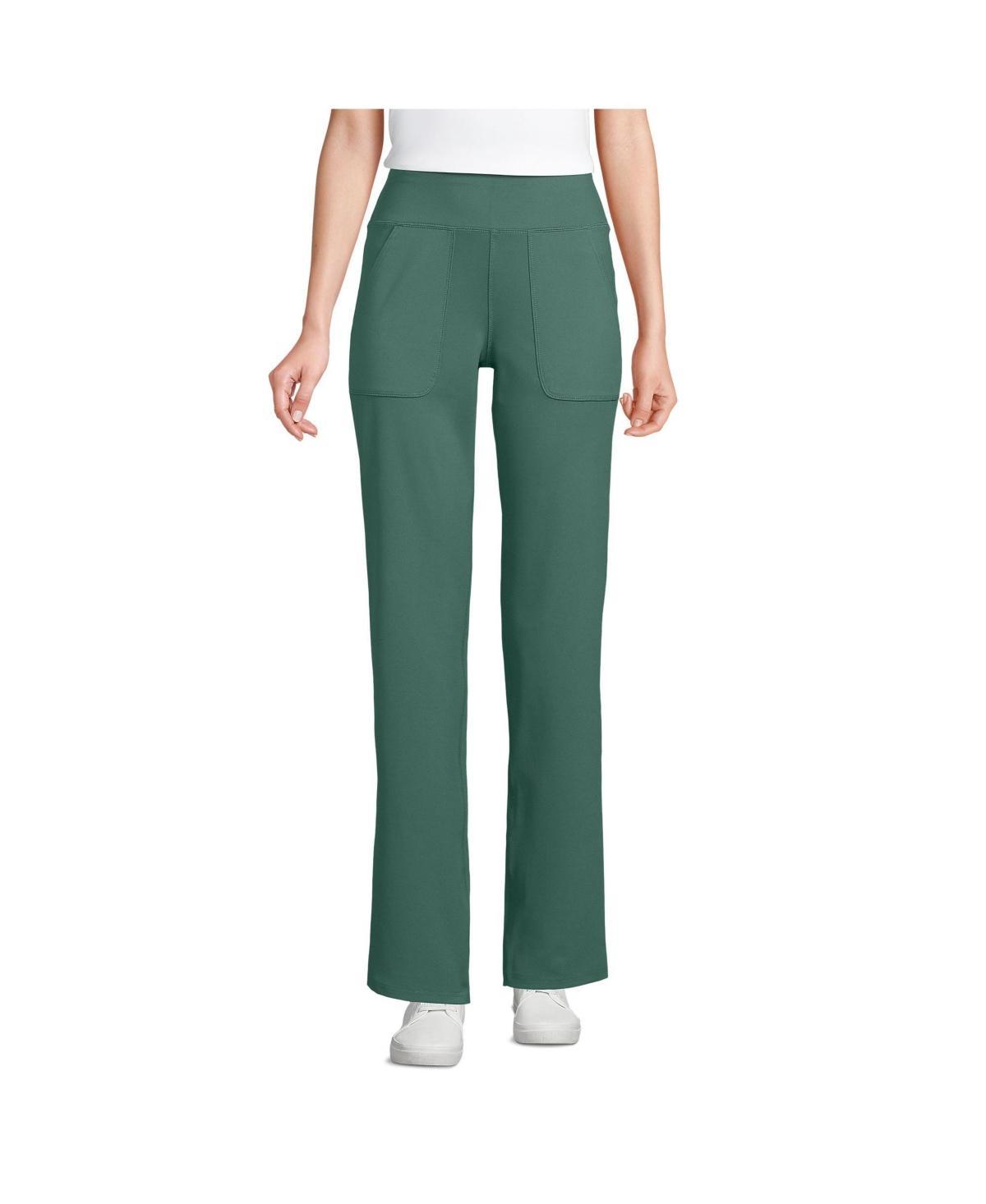 Petite Lands End Active Hi Impact HR Straight Leg Pants, Womens Grey Heather Product Image