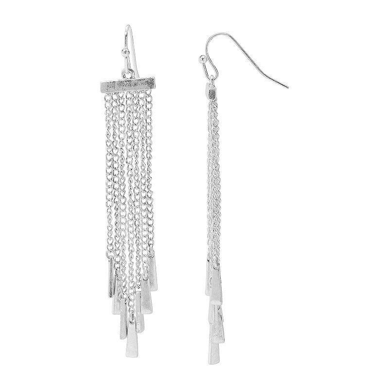 Sonoma Goods For Life Silver Tone Chain Fringe Nickel Free Drop Earrings, Womens, None Product Image