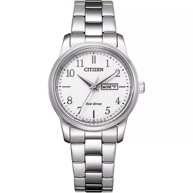 Citizen Womens Eco-Drive Classic Stainless Steel Bracelet Watch - EW3261-57A White Silver Product Image