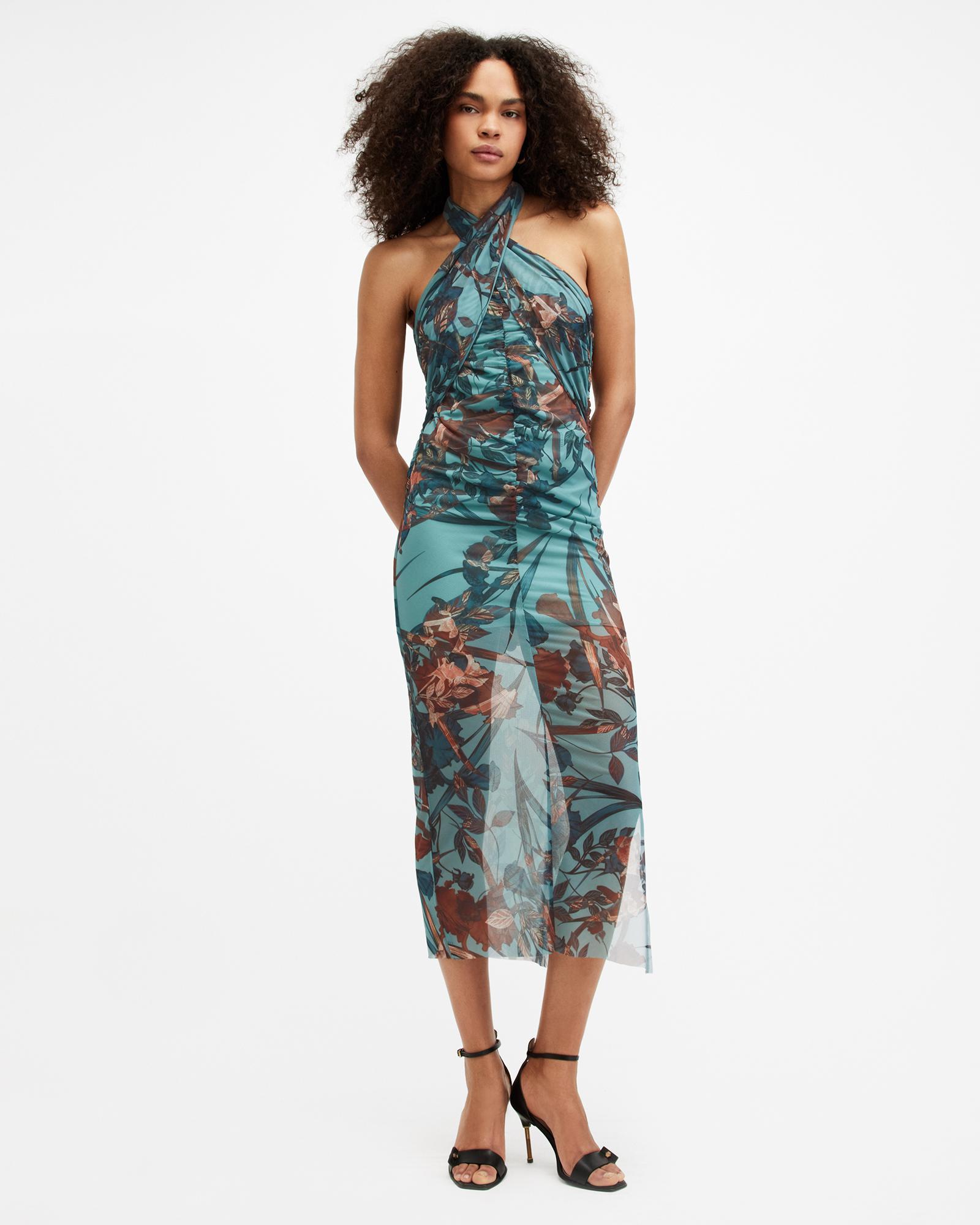 Kaih Batu Halter Dress In Lagoon Blue Product Image