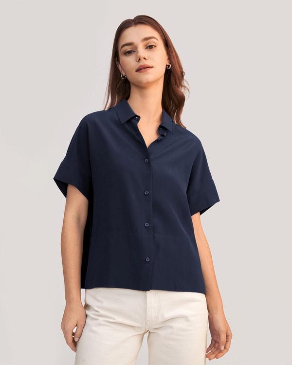 Casual Short Sleeves Loose Silk T-Shirt Product Image