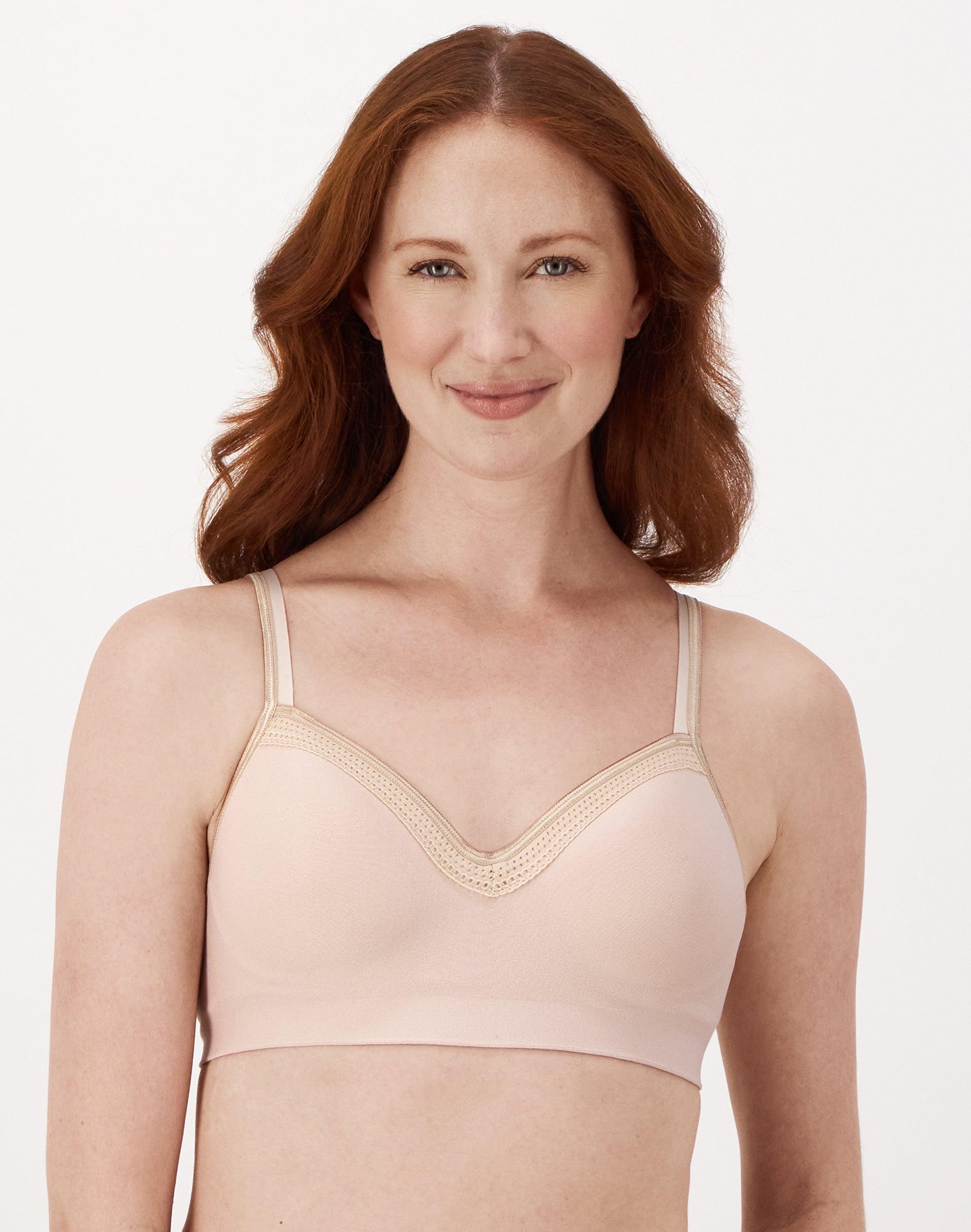 Hanes Foam Evolution Womens Wireless Bra with SmoothTec Band In the Navy/Sterling Grey L Product Image