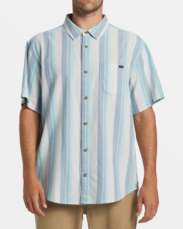 All Day Stripe Short Sleeve Shirt - Dusty Navy Male Product Image