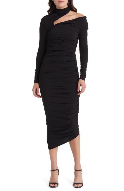 Womens Clotilde Gathered High-Neck Midi-Dress Product Image