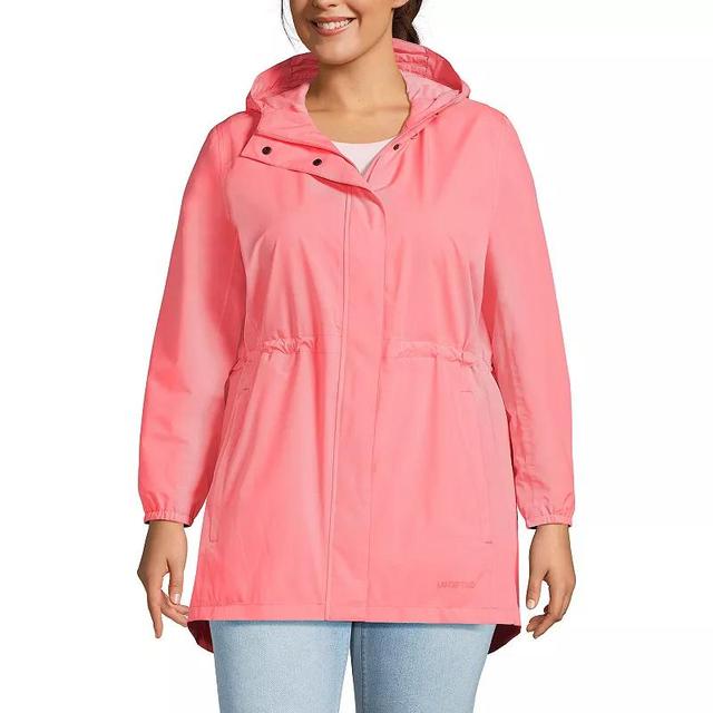 Plus Size Lands End Hooded Packable Raincoat, Womens Carmine Pink Product Image