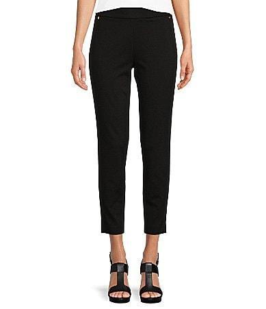 MICHAEL Michael Kors Solid Ponte Knit Pull-On Straight Leg Ankle Pants Product Image