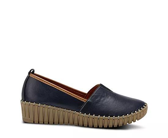 Spring Step Tispea Womens Leather Slip-On Shoes Blue Product Image