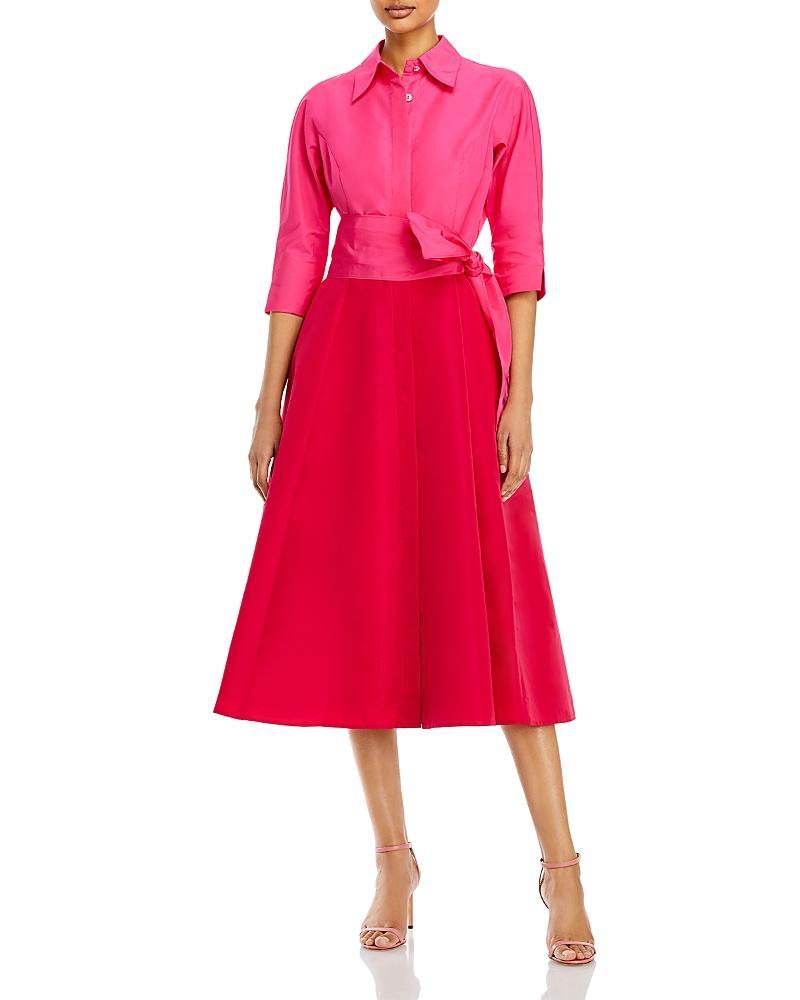 Teri Jon by Rickie Freeman Two Tone Taffeta Shirt Dress Product Image