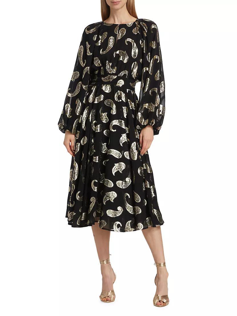 The Audrey Paisley Midi-Dress Product Image