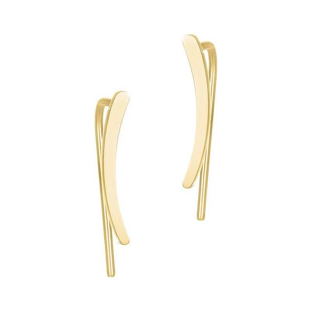 Adornia 14k Gold Plated Curved Climber Earrings, Womens, Gold Tone Product Image