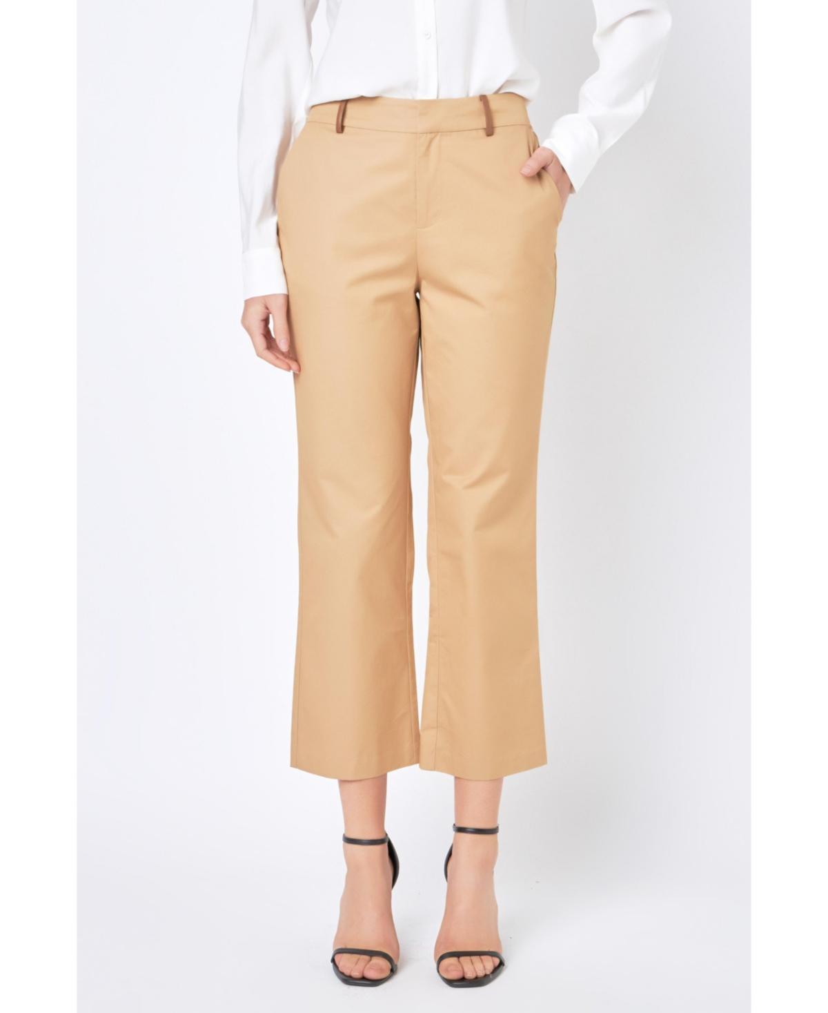 English Factory Womens Twill Cropped Flared Hem Pants product image