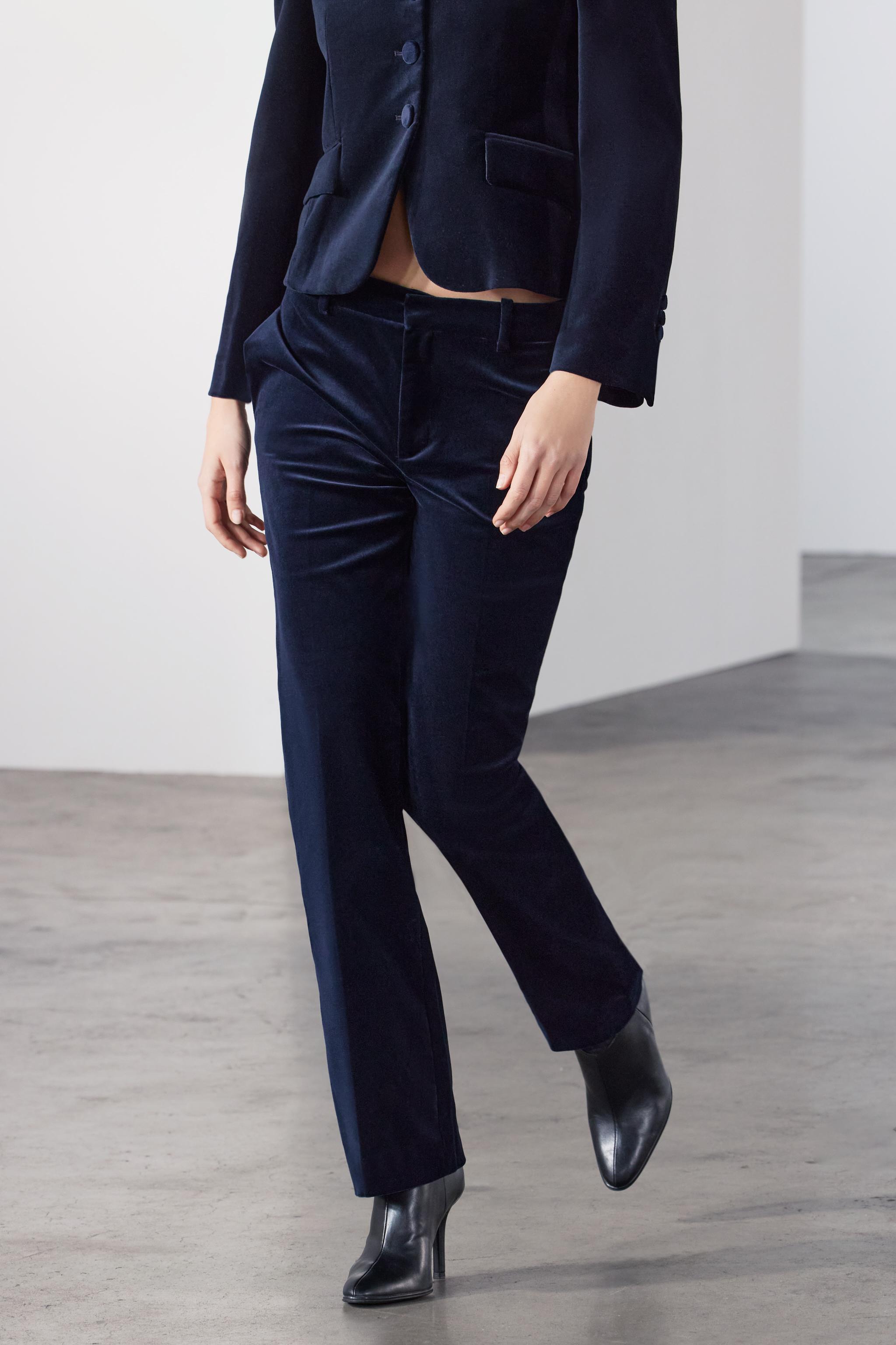 STRAIGHT LEG VELVET PANTS ZW COLLECTION Product Image