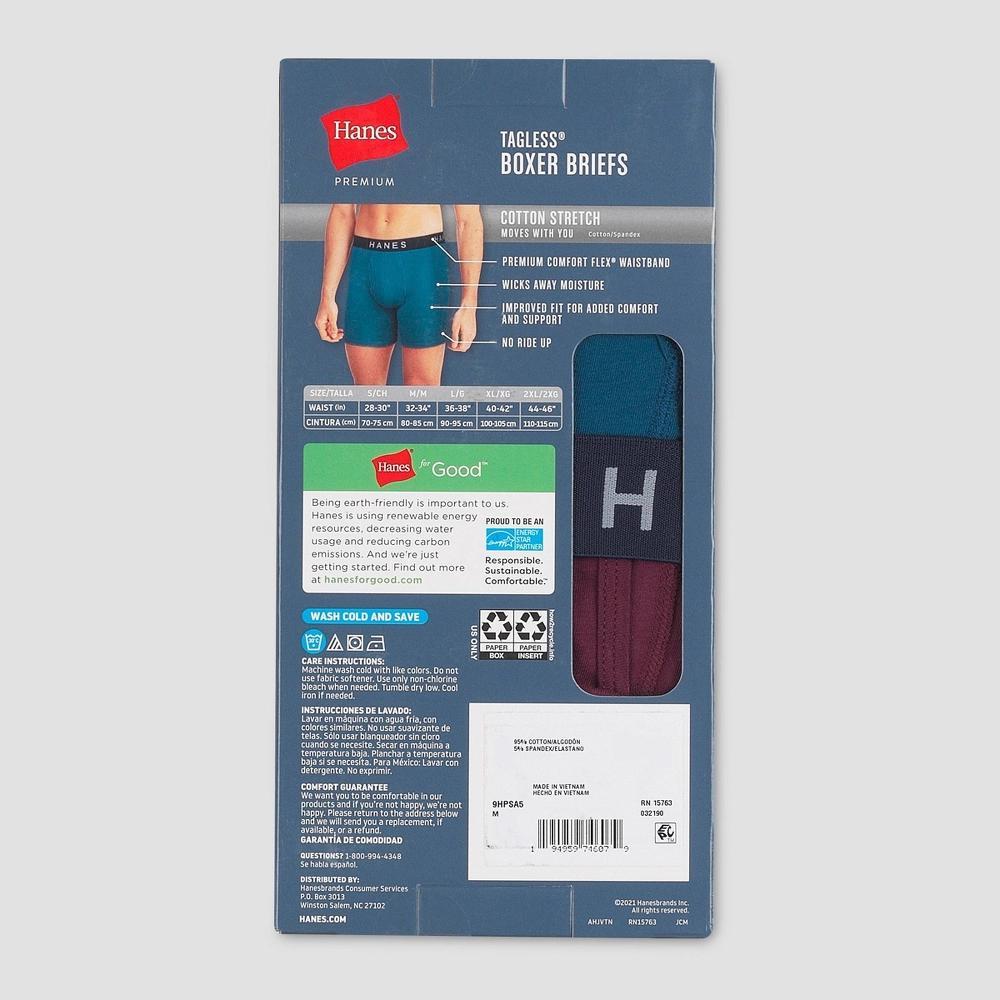 Hanes Premium Men's 5pk Boxer Briefs - Blue/Maroon/Orange L Product Image