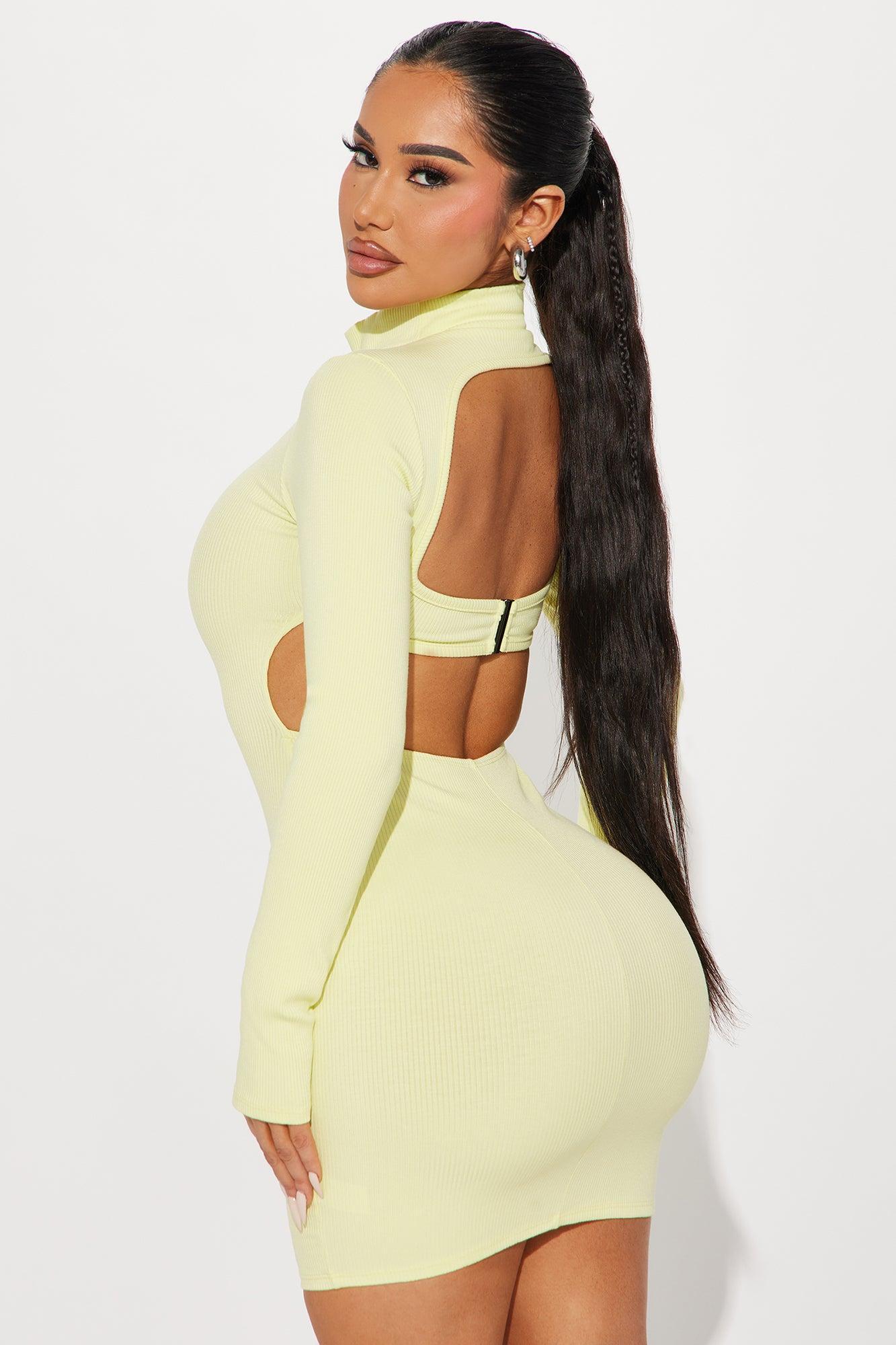 Iris Snatched Mini Dress - Citron Product Image