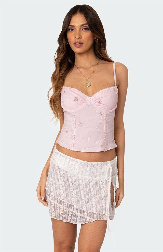 Edikted Womens Victoria Embroidered Mesh Top Product Image