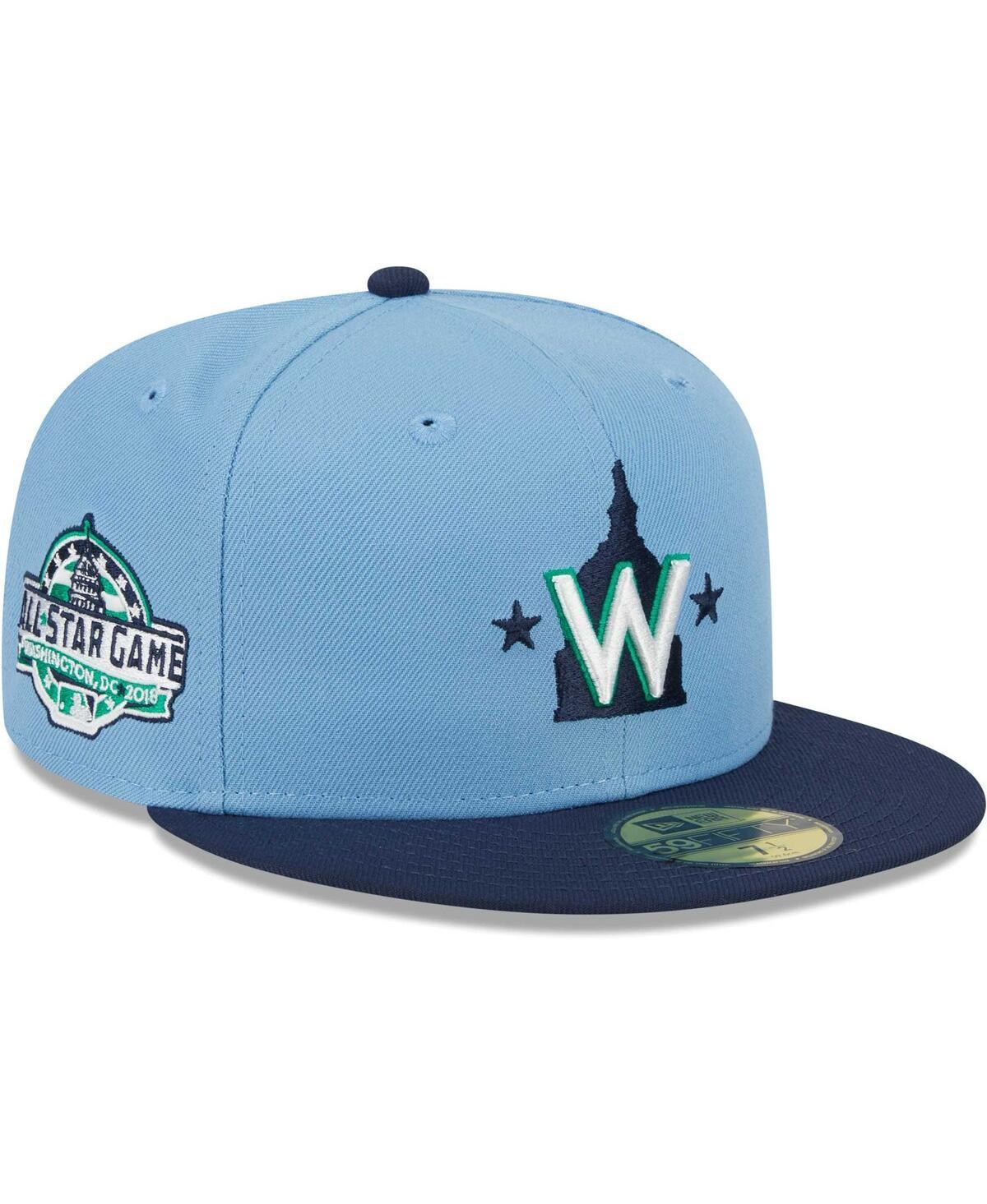 Mens New Era Light Blue Washington Nationals Green Undervisor 59FIFTY Fitted Hat - Light Blue Product Image