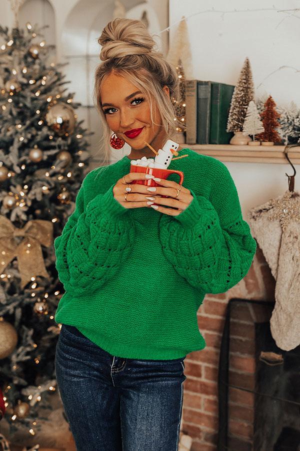 Campfire Crush Knit Sweater In Green Product Image