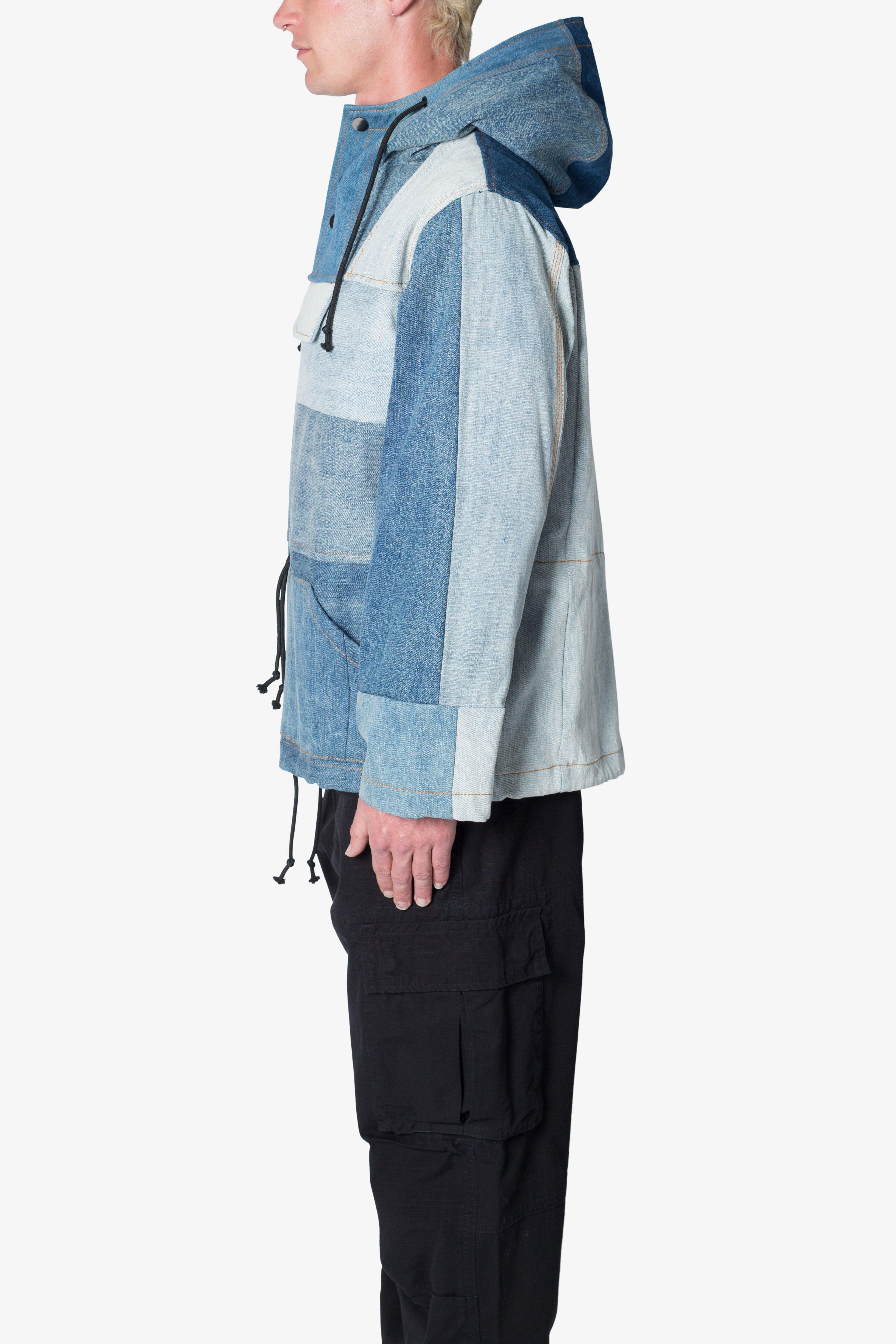 Patchwork Denim Pullover - Blue Male Product Image