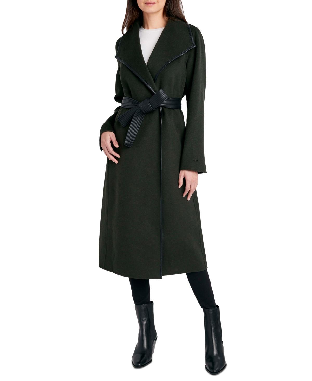 Tahari Womens Wool Blend Belted Wrap Coat Product Image