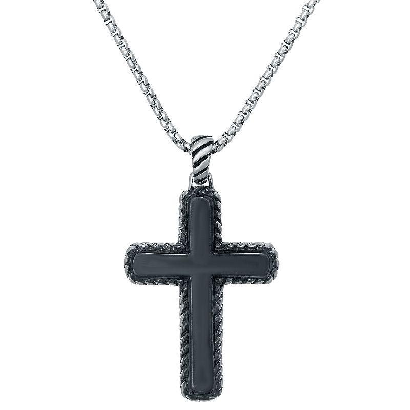 LYNX Mens Black Stainless Steel Cross Pendant Product Image