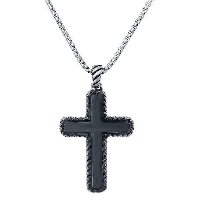 LYNX Mens Black Stainless Steel Cross Pendant Product Image