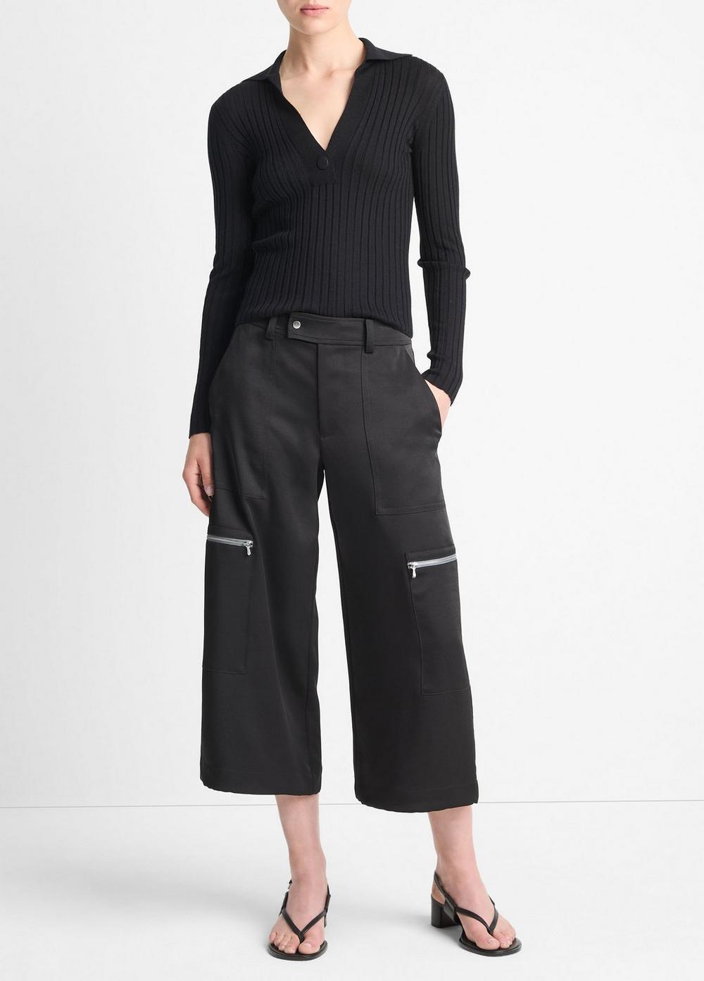 Low-Rise Satin Parachute Crop Pant Product Image