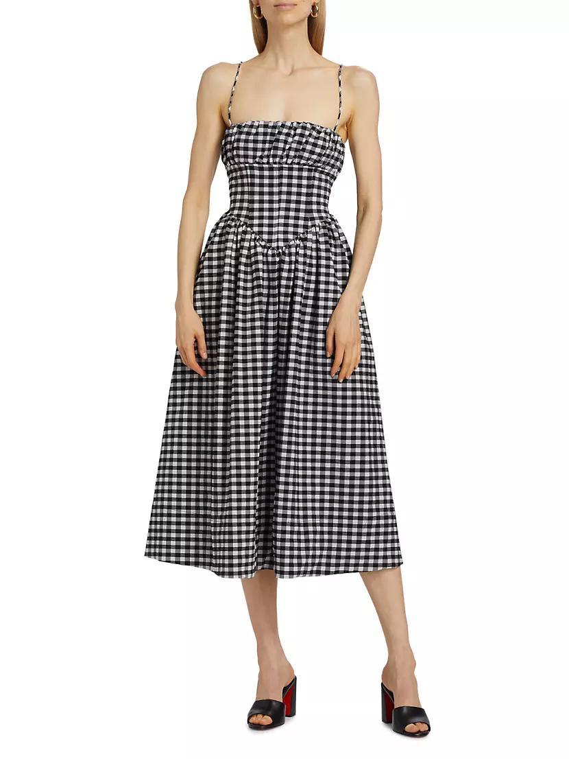 Womens Barrett Seamed Gingham Midi-Dress Product Image