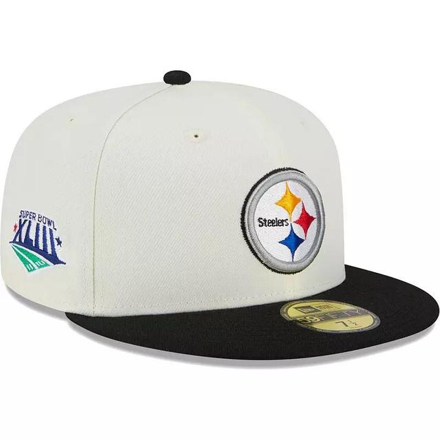 Mens New Era Cream Pittsburgh Steelers Retro 59FIFTY Fitted Hat Product Image