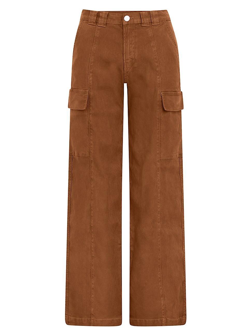 Womens Wide-Leg Linen-Blend Cargo Pants Product Image