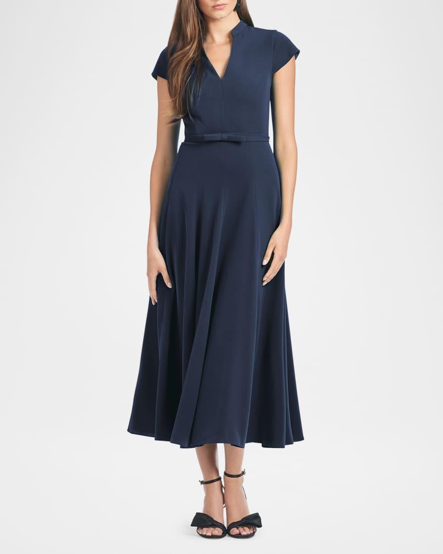 Marin Belted Cap-Sleeve Midi Dress Product Image