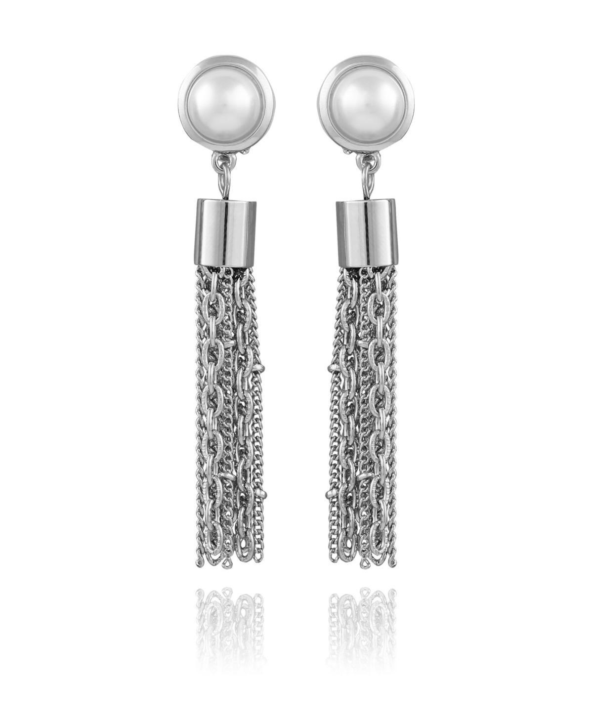 T Tahari Womens Pearl and Chain Drop Earring Product Image