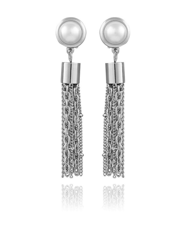 T Tahari Womens Pearl and Chain Drop Earring Product Image