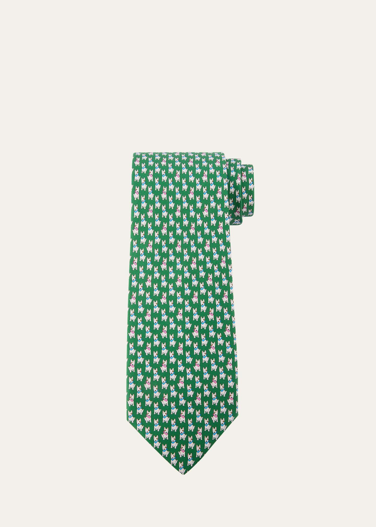 Mens Terrier-Print Silk Tie Product Image