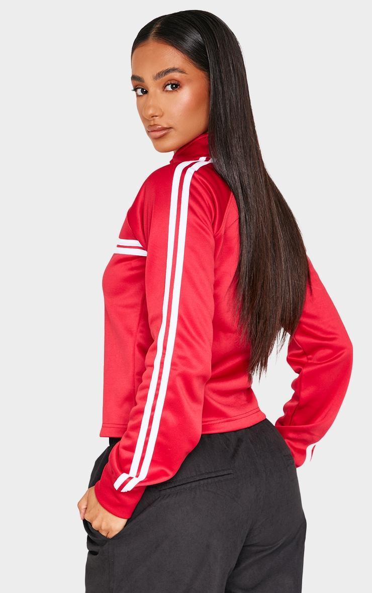 Petite Red Stripe Detail Zip Up Track Jacket Product Image