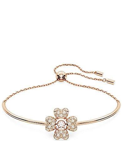 Womens Idyllia Rose-Goldtone & Swarovski Crystal Four-Leaf Clover Charm Bracelet Product Image