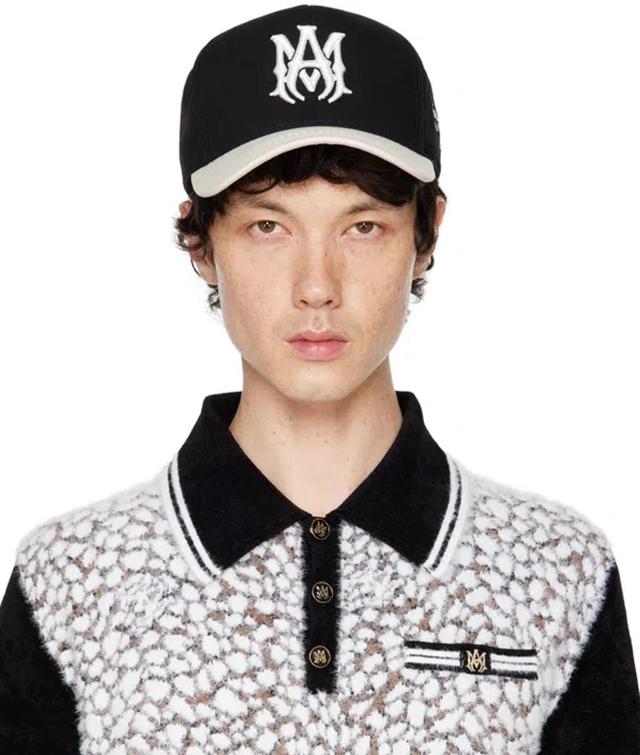 AMIRI Black & Off-white 'ma' Two-tone Canvas Cap In Black Alabaster Product Image