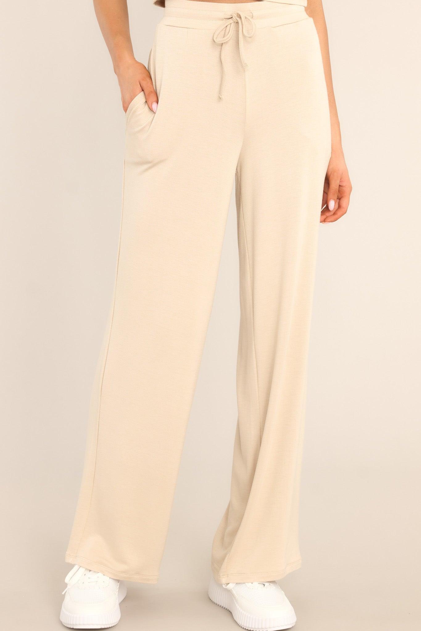 With Ease Natural Beige Wide Leg Pants Tan Product Image