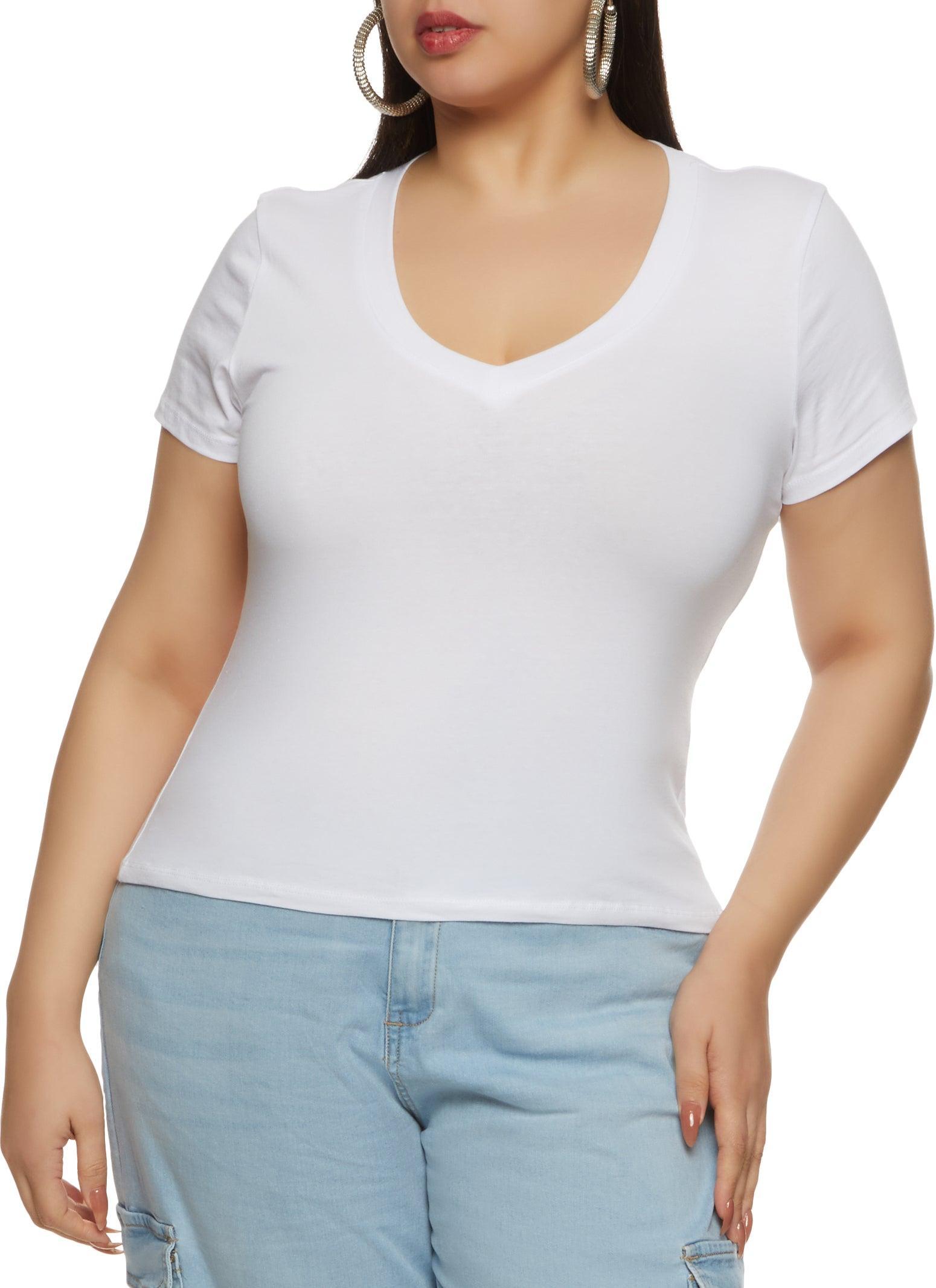 Womens Plus Size V Neck Basic Tee Product Image