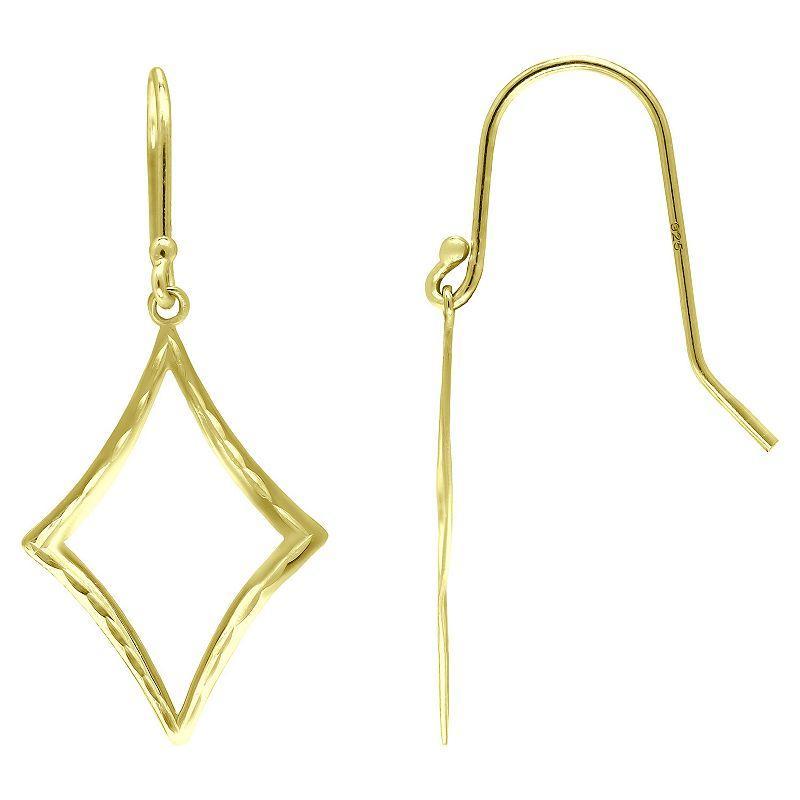 Aleure Precioso Sterling Silver Diamond Shaped Drop Fishhook Earrings, Womens, Gold Product Image