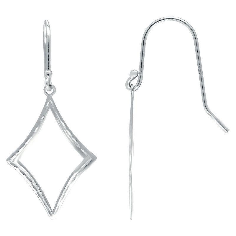 Aleure Precioso Sterling Silver Diamond Shaped Drop Fishhook Earrings, Womens Product Image