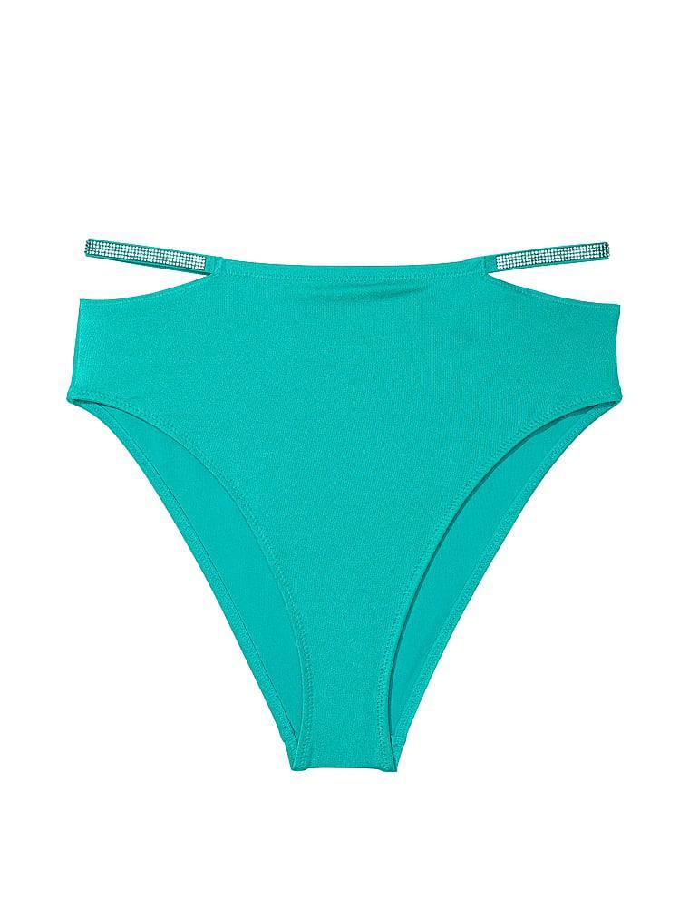 Shine Strap High-Waist Full-Coverage Bikini Bottom Product Image