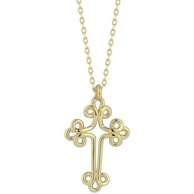 LUMINOR GOLD 14k Gold Open Cross Necklace, Womens Yellow Product Image