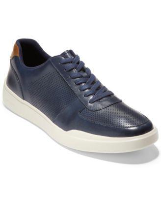 Cole Haan Mens Perforated Leather Sneakers - Peacoat Product Image