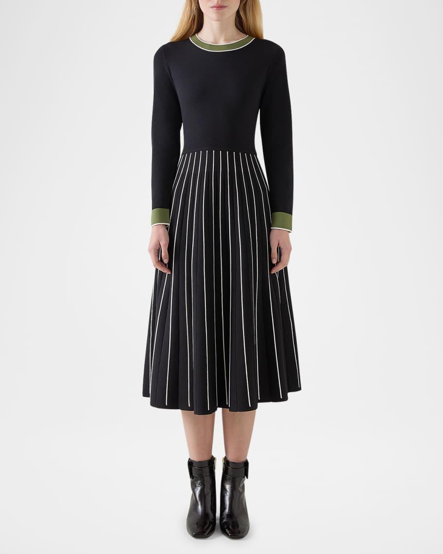 Fara Contrast-Trim Knit Midi Dress Product Image