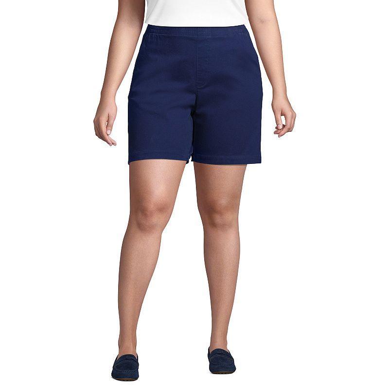 Plus Size Lands End Pull-On Chino Shorts, Womens White Product Image