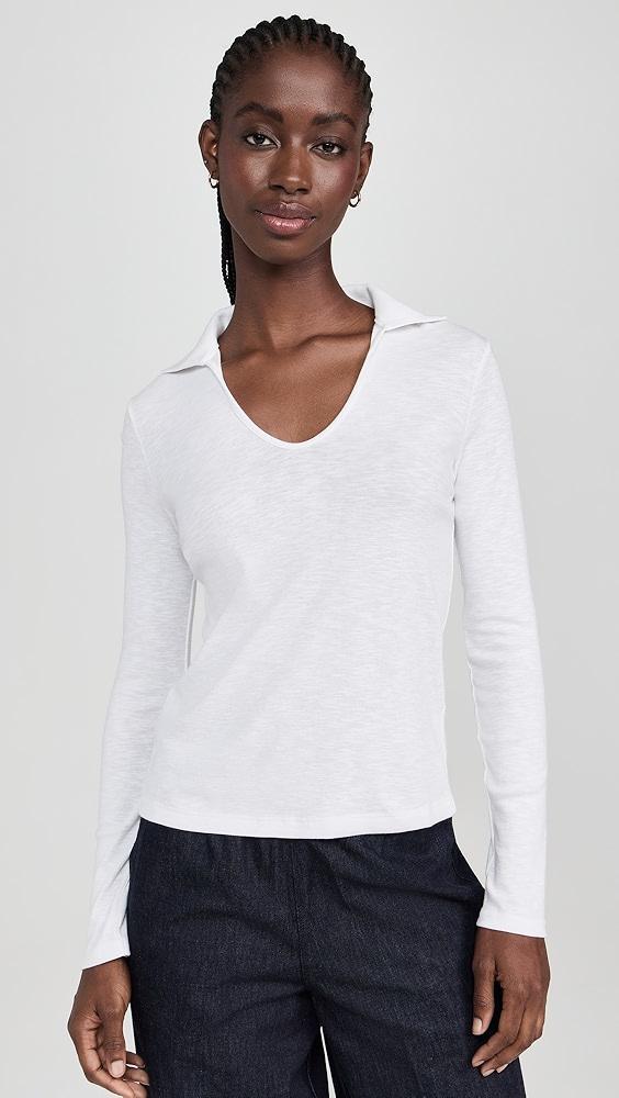 Vince Long Sleeve Open Neck Polo | Shopbop Product Image