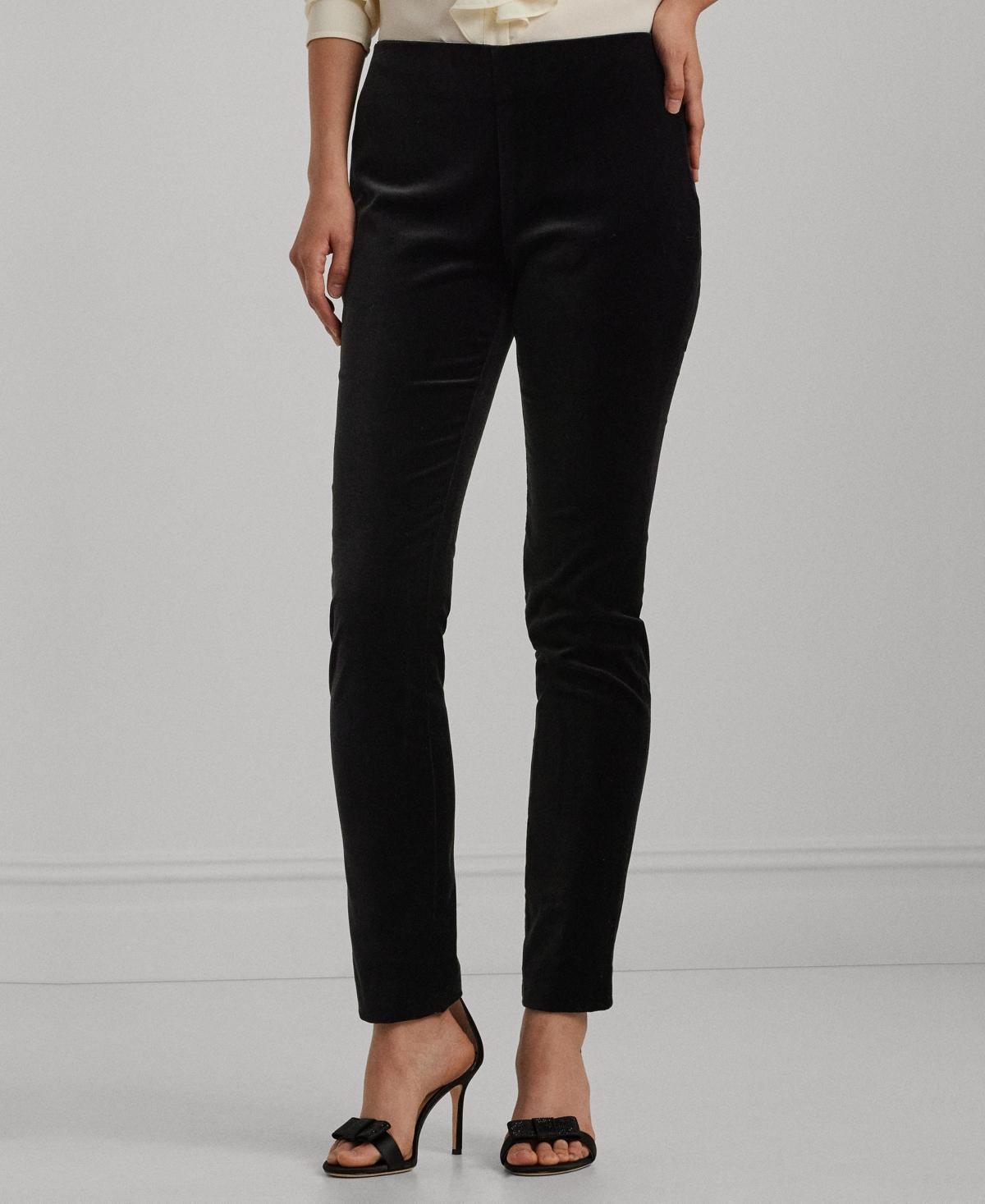 Lauren Ralph Lauren Womens Stretch Velvet Skinny Ankle Pants Product Image