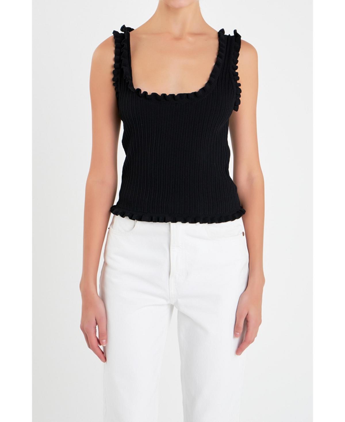 Womens Ruffled Edge Sleeveless Knit Top Product Image